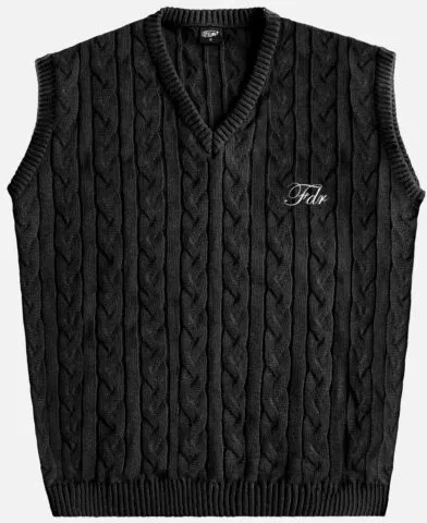 Knit Vest ''BRAID'' Black Fdr