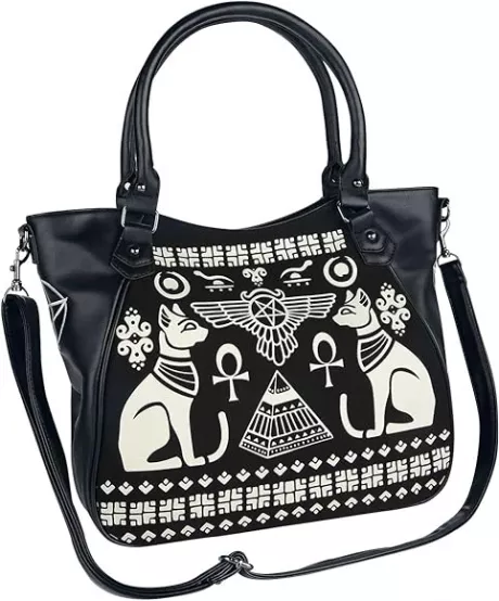 Banned Alternative Anubis Frauen Handtasche schwarz/weiß Baumwolle, Polyurethan Gothic, Rockwear : Amazon.de: Home & Kitchen