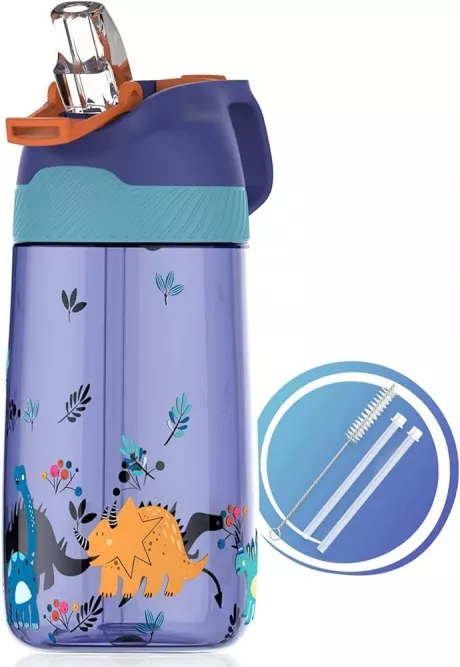 Fjbottle Trinkflasche Kinder Flasche mit Strohhalm 450ml aus Tritan Plastik - 1-Klick-Öffnung - Auslaufsichere BPA FREI Leicht Wasserflasche Kinderflasche in Schule/Kindergarten : Amazon.de: Spielzeug