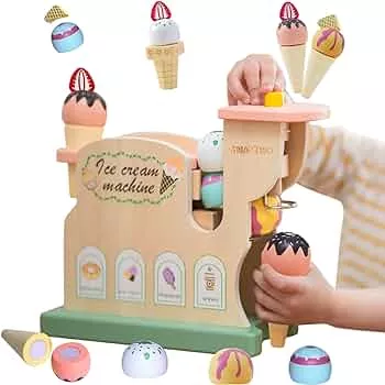 Smartwo Eismaschine Holzspielzeug ab 3 Jahre, Kinderküche & Kaufladen Zubehör, Eisdiele Kleinkinder Holz, Geschenk für Mädchen, Rollenspiele Spielküche, Küchenmaschine Spielset: Amazon.de: Spielzeug