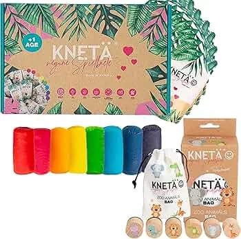 KNETÄ STARTÄR BUNDLES - Vegan Play Clay from 1 Year I Made in Germany I Kneading Set I Kneading Accessories (XS (Zoo Animals)