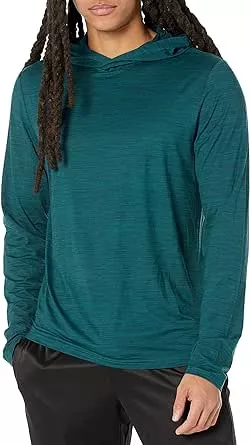 Amazon Essentials Men's Tech Stretch Hooded Long Sleeve T-Shirt, Dark Green Space-Dye, L : Amazon.de: Fashion