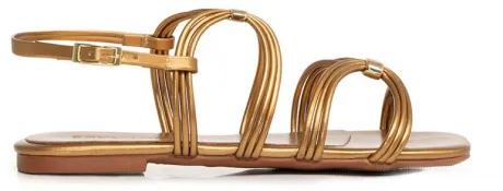Rasteira Multi Tiras Bronze - Constance Calçados