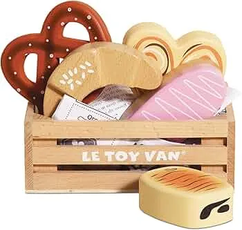 Le Toy Van – Honeybee Market Backwaren-Kiste aus Holz | Supermarkt-Rollenspiel Lebensmittelladen: Amazon.de: Spielzeug