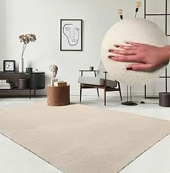 Amazon.de: the carpet Relax kuscheliger Kurzflor Teppich, Anti-Rutsch Unterseite, Waschbar bis 30 Grad, Super Soft, Felloptik, Beige, 200 x 280 cm