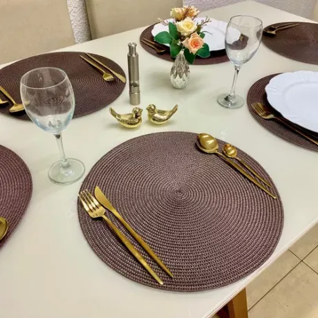 Jogo Americano Redondo 6 Peças Mesa Posta Cozinha Promo | Frete grátis