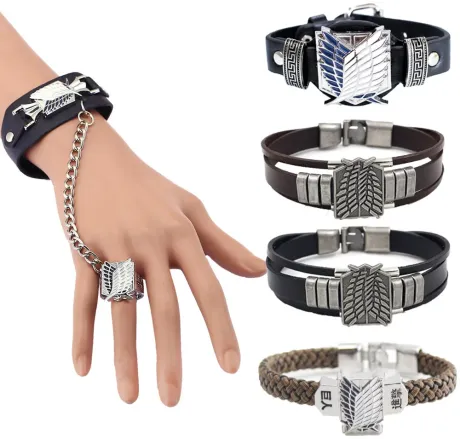 Anime ataque em titan cosplay pulseira anel asas da liberdade pesquisa corps moda puro jóias fãs presente / Joias fashion