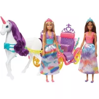 Barbie Dreamtopia: Einhornkutsche mit 2 Puppen | Smyths Toys Superstores
