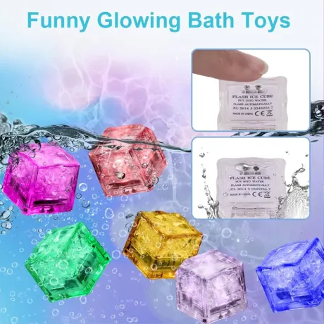 Aolso Baby Badespielzeug, 12 Stück leuchtendes Baby-Spielzeug, LED Eiswürfel Badewannenspielzeug, Flüssigkeitssensor leuchtende Wasserspielzeug, Baby-Dusche Spielzeug, Badewanne Spielzeug: Amazon.de: Spielzeug
