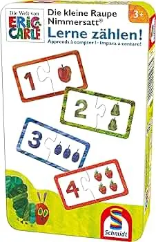 Schmidt Spiele 51238 Lille larve Nimmermæt, Lær at tælle, rejsespil i metal dåse: Amazon.de: Legetøj