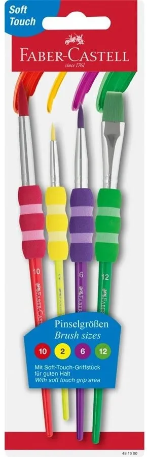 Pinsel Set mit Softgriffstück, 4 Größen auf Blisterkarte