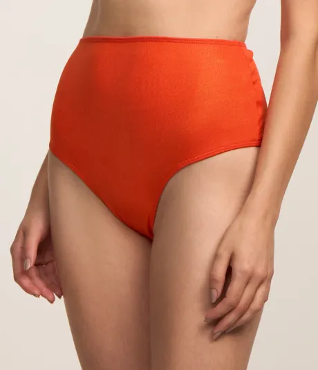 Short Hot Pants em Fio Metalizado Laranja