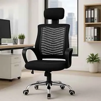 Cadeira de Escritório Ergonômica Ajustável com Apoio de Cabeça (Preto) : Amazon.com.br: Casa