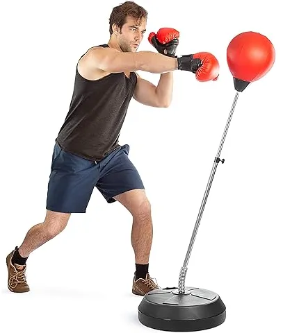 HOMCOM Punchingball Set Standbox Training Set 136-154 cm höhenverstellbar mit 1 Paar Handschuhe Geeignet für Profis und Anfänger Schwarz : Amazon.de: Sport & Freizeit