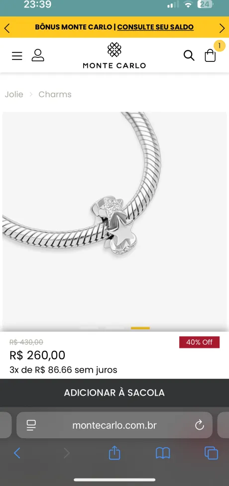 Separador (charm) pulseira