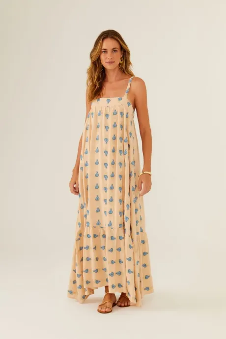 [ANIVER] Vestido Longo Bordado Vasos