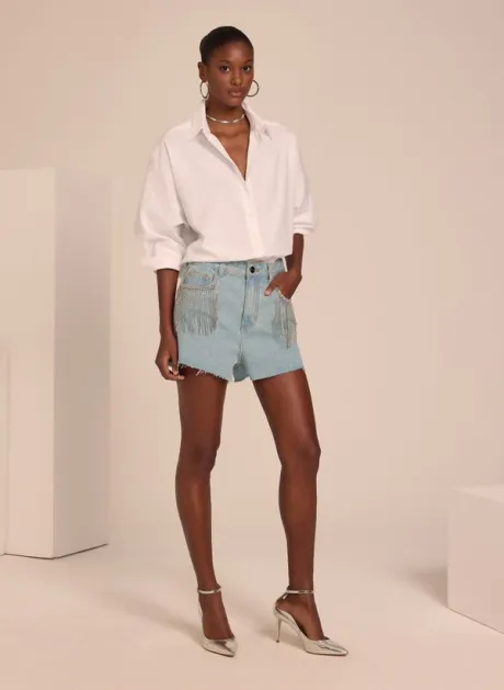 [ANIVER] Shorts Le Lis Martha Jeans Franjas Feminino - Le Lis | Loja Online