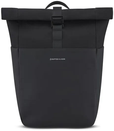 Kapten & Son Rucksack Lund Basic All Black oder Sandstone | Unisex | Funktionaler 14-16L Rolltop Backpack mit Reißverschluss | Für Uni, Schule, Büro | Vegan & Wasserabweisend | 14" Laptopfach : Amazon.de: Fashion