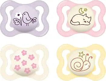 MAM Supreme Day & Night Dummy, 0-6 Months, Baby Dummy for Newborns, 94% Acceptance, Prevents Misalignment of Teeth, Developed with Dentists, SkinSoft Silicone, Bird/Cat, Pack of 4 : Amazon.de: Baby Products