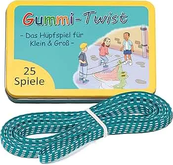 GLÜCKSWOLKE Gummitwist + Buch mit 25 Spiele - Indoor & Outdoor Spielzeug für Kinder ab 6, 7, 8, 9, 10 Jahre I Gummi Twist - Kinderspiele für Einschulung in Schultüte I Geschenke für Mädchen & Junge: Amazon.de: Spielzeug
