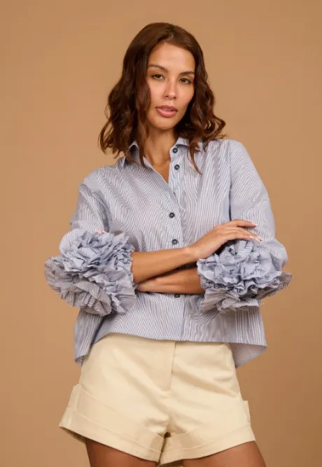 Camisa Camille Listrado Azul - LU PAPASPYROU