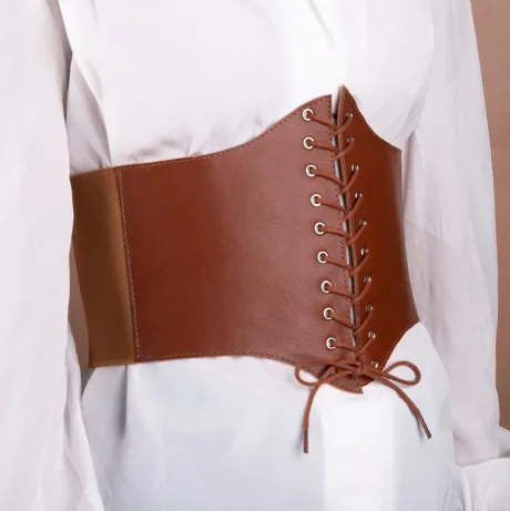 Cinto Corselet Couro Italiano Conhaque - Lolita Pimenta