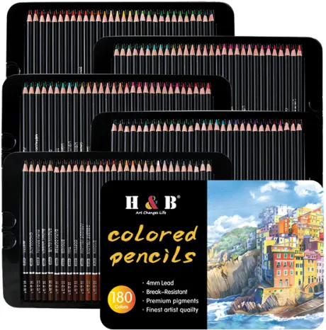 H&B Oliebaserede Farveblyanter i Metalæske - 180-stk. | Galleri Roholt