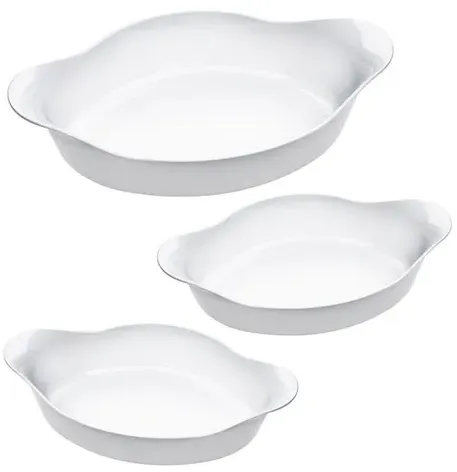 Marinex conjunto de assadeiras oval opaline 3 peças branco | Frete grátis