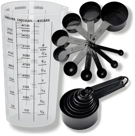 Kit Copo Medidor Colheres Medidoras Xícaras Medidas Receitas Preto | Frete grátis