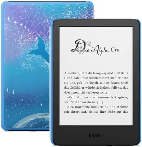 Amazon Kindle Kids (neueste generation) – Falls das Gerät kaputtgeht, ersetzen wir es. Inklusive altersgerechter Bücher, Hülle, blendfreiem Bildschirm und schnellerem Umblättern – Weltraumwal-Design : Amazon.de