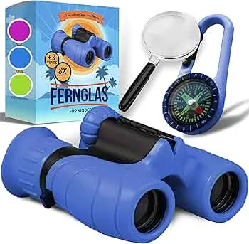 Fernglas für Kinder - Geschenk für kleine Jungen und Mädchen zu Weihnachten - Starke Vergrößerung 8X21 – Großes Set inkl. Lupe & Kompass – Spielzeug für 3-12 Jahre: Amazon.de: Spielzeug