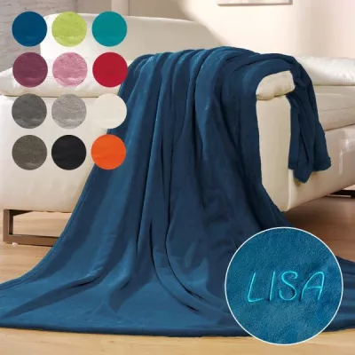 Kuscheldecke mit Namen mit Bestickung 180x220 cm