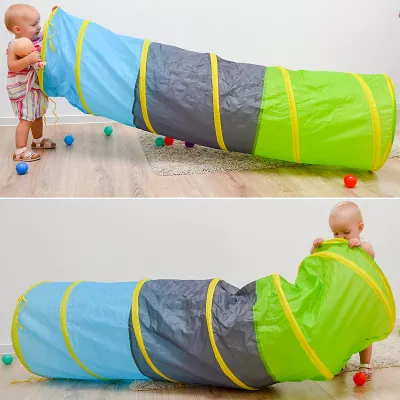 Kinder Spieltunnel 180 cm - Pop Up Krabbeltunnel Blau Grün, LittleTom | myToys