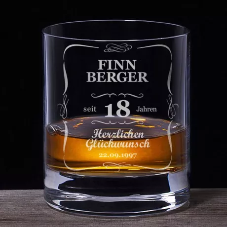 Whiskyglas 18. Geburtstag - klassisch mit personalisierter Gravur