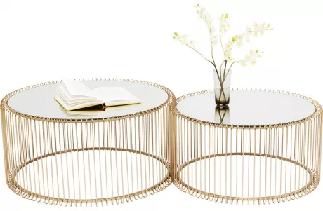KARE DESIGN Couchtisch WIRE II 2er-Set messingfarbig